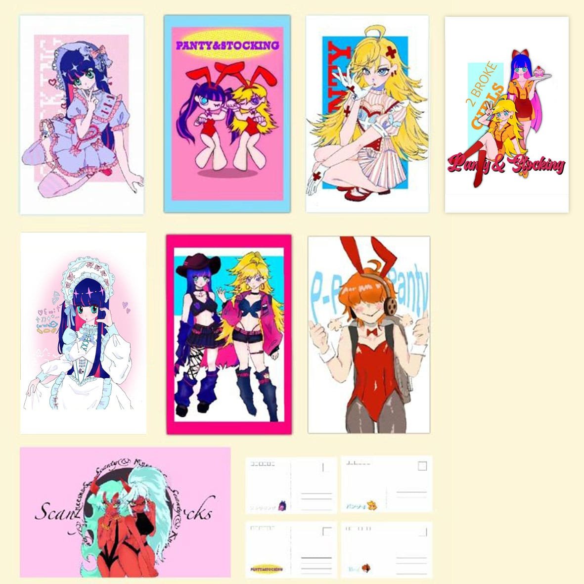 Panty & Stocking with Garterbelt  Complete Series Postcard Set (10 Pieces)   BrainJuiceArt