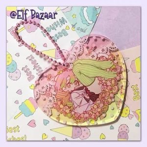 Love Hashira Mitsuri Kanroji heart shape flower keychain 9/12